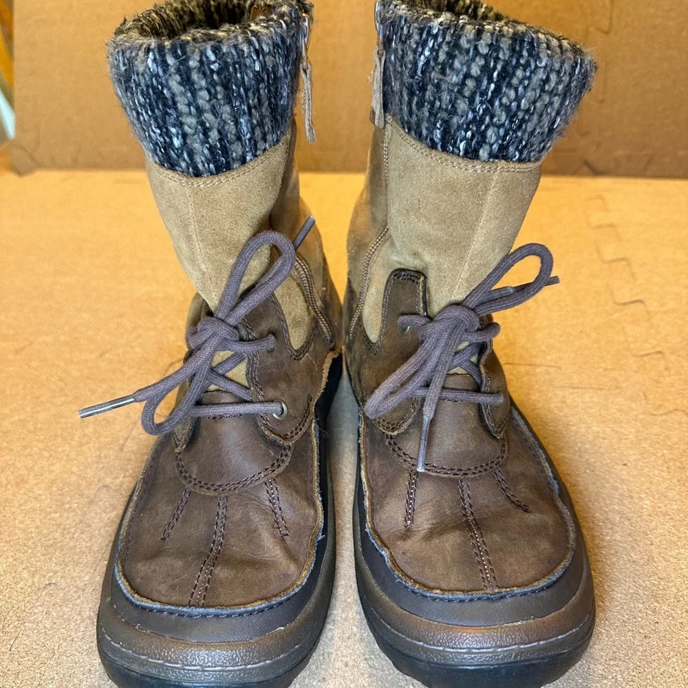 Merrell Decora Prelude Boot Women 7.5 Brown Leather Suede Knit Waterproof J42724